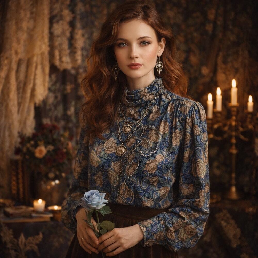 VIntage 90s Stuart Lang Wrap Floral Paisley Blouse Sz 18 Romantic USA Cottage